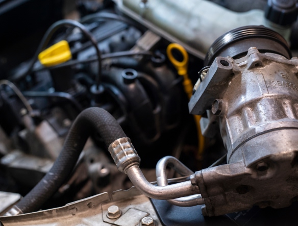 photo of a car ac compressor, close -up