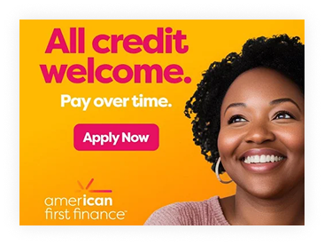 american financing graphic of a african american lady looking at text